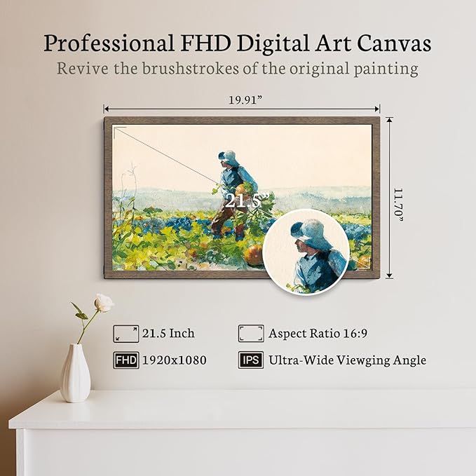 BSIMB Large Digital Picture Frame 21.5 Inch, Touchscreen 1920x1080 FHD WiFi Digital Photo Frame Electronic 32GB Remote Control, Share Pictures/Videos via App/USB/SD Easy Setup Gifts for Mom, Dark Wood