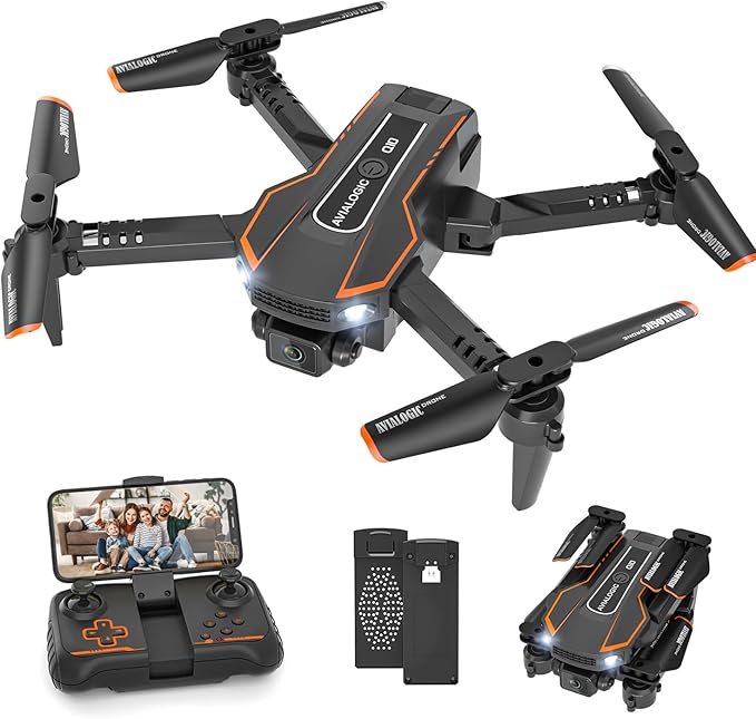 AVIALOGIC Mini Drone with Camera for Kids, Remote Control Helicopter Toys Gifts for Boys Girls, FPV RC Quadcopter with 1080P HD Live Video Camera, Altitude Hold, Gravity Control, 2 Batteries, Black