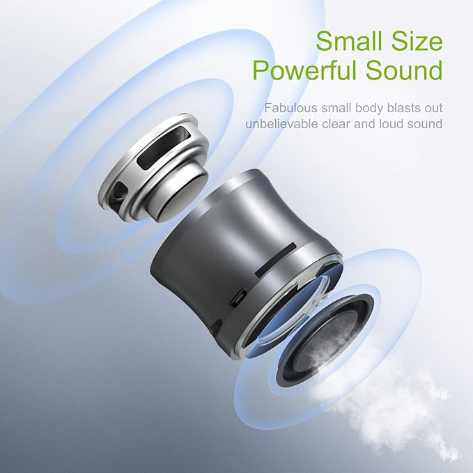 EWA A109mini Bluetooth Speaker with Bass Radiator, Enhanced Bass, Portable Wireless Speaker for Home, Hiking and More - Gray