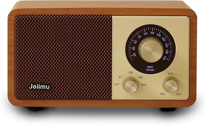 Vintage FM Radio Bluetooth Speaker, 2600mAh Rechargeable Radio with Built-in FM Antenna for Home Kitchen and Living Room with Rotary Knob