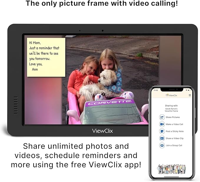 Smart Frame by ViewClix, The Digital Picture Frame with Video Calling | Share Photos & Videos | Add Captions | Designed for Grandparents | Share from Phone | 1 Month Membership Included, 15.6”
