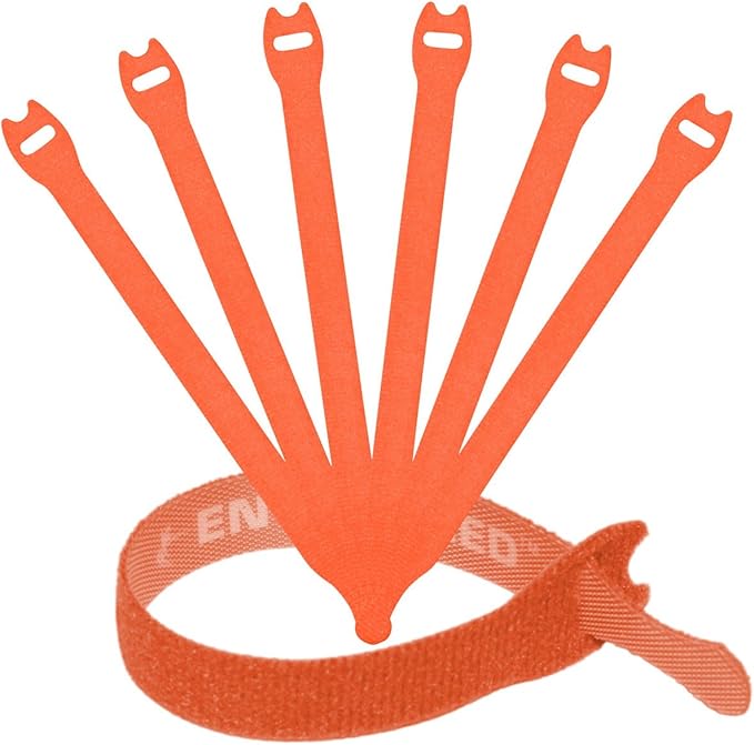 Reusable Cable Ties 1/2" x 8" for Cable Management and Organizing Cords - 30 Pack Bundled with 2 Bonus Cinch Straps (Orange)