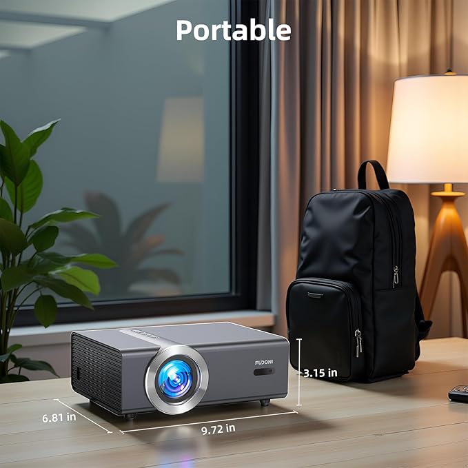 [Electric Focus/Auto Keystone] Projector with WiFi and Bluetooth, Native 1080P 4K Supported,FUDONI Outdoor Movie Projector for Home Theater UP to 300", for iOS/Android/Laptop/TV Stick/HDMI/USB