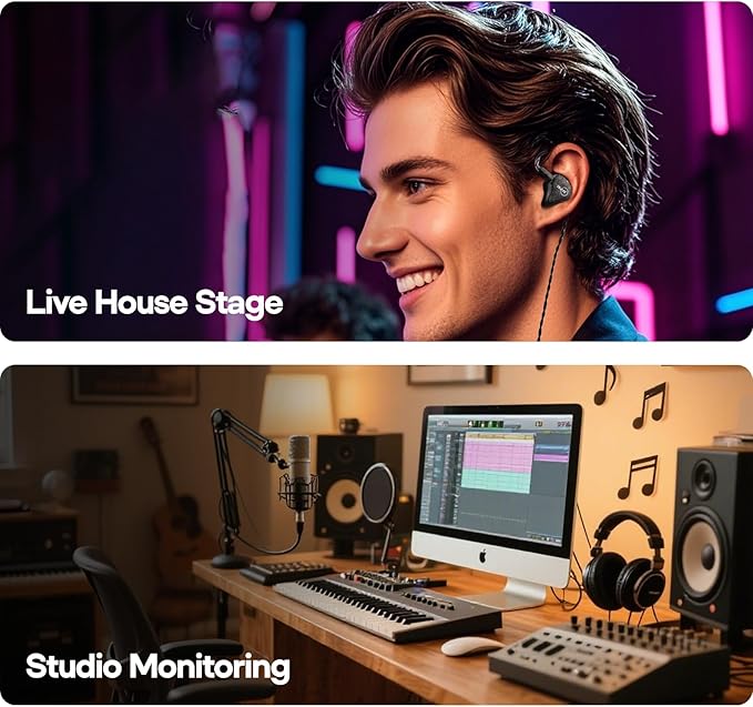 Linsoul ZiiGaat Lush in Ear Monitor, 1DD+4BA Hybrid Earphone IEM, Studio Monitor Tunning Wired Earbuds with Detachable Cable for Professional Music Engineers Audiophiles (Silver Blue)