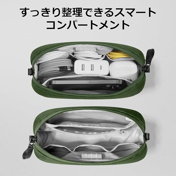 tomtoc Electronics Organizer Travel Case, Water Resistant Travel Bag Cable Organizer for Essentials, Tech Pouch Accessories Carry Storage for Cord, Phone, Cables, Airpods, USB Flash Drive, Daily Items