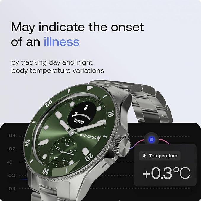 Withings Scanwatch Nova - Heart Health Hybrid Smart Watch for Men & Women - SPO2, Temperature Monitoring, Sleep, Respiratory Health, Cycle Monitoring, 30-Day Battery Life, Apple iOS/Android