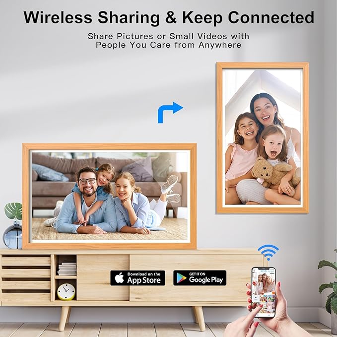 21.5-inch Digital Picture Frame Dual-WiFi Digital Photo Frame - 1080P Video Playback, Smartphone Syn Screen, 32GB, Share Photo Video via App Email, Unlimited Cloud Storage, Wall Mounted for Home Decor