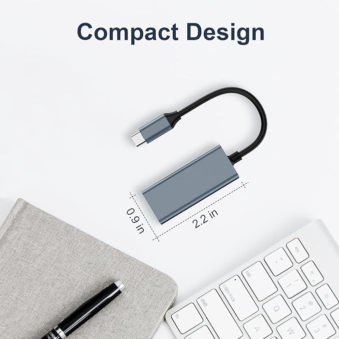 USB C to Ethernet Adapter, Driver Free RJ45 to USB C, 100Mbps Type-C Ethernet LAN Network Adapter for MacBook Pro/Air,for iPhone 15 Pro/Max, for Dell XPS, for Galaxy S8-S23