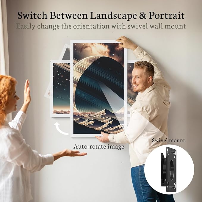 BSIMB Large Digital Picture Frame 32 Inch, 64GB 1920x1080 FHD WiFi Digital Photo Frame Electronic Display, Wall Mount Included, Share Pictures/Videos via App Easy Setup Gifts for Mom(Non-Touch), White