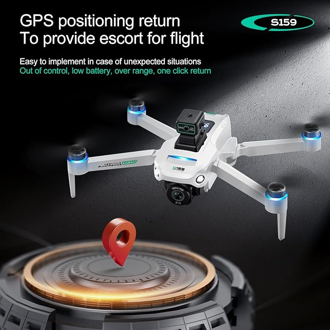 Drones with Camera for Adults 4K, GPS UHD Drone, 5G Remote Controller with Screen, One Key Return, Dual Camere, 3rd Gear Speed, Optical Flow Mode and Obstacle Avoidance, Drone for Beginners (White)