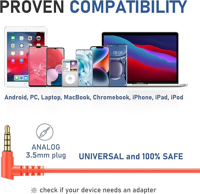 LUDOS Zenith Wired Earbuds in-Ear Headphones, 2 Years Warranty, Earphones with Microphone, Corded for 3.5mm Jack Ear Buds for iPhone, Samsung, Computer, Laptop, Kids, School Students, Woman - Coral