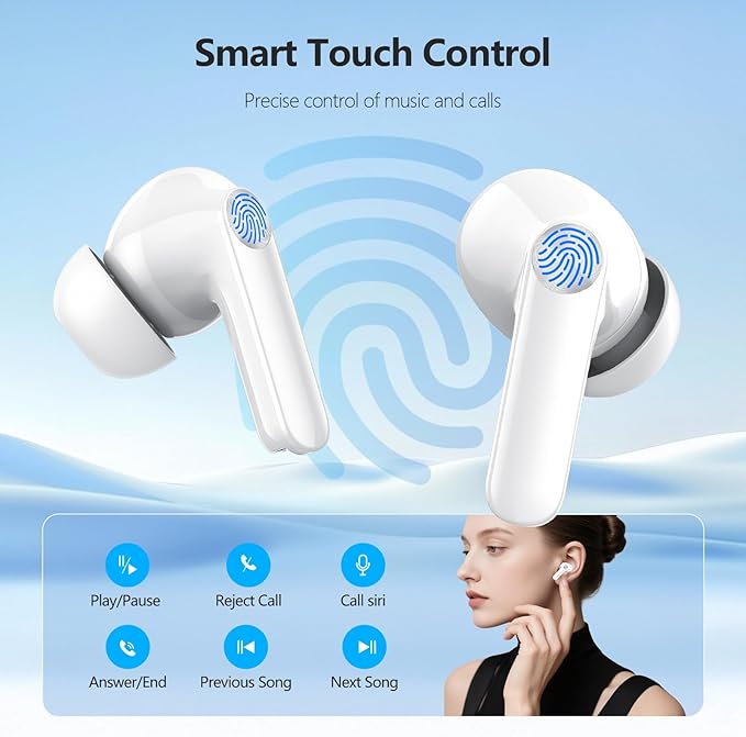 Wireless Earbuds, Bluetooth Earbuds with LED Power Display, Bluetooth 5.3 Headphones with Bass Stereo Sound 48Hours Playtime in Ear Ear Buds ENC Noise Cancelling Mic,IP7 Waterproof for Sports Workout