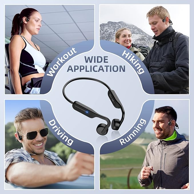 Bone Conduction Headphones, Open Ear Headphones Bluetooth 5.4 with Mic, Wireless Sports Headset 11H Playtime, IPX6 Waterproof for Running, Cycling, Hiking, Work, Travel