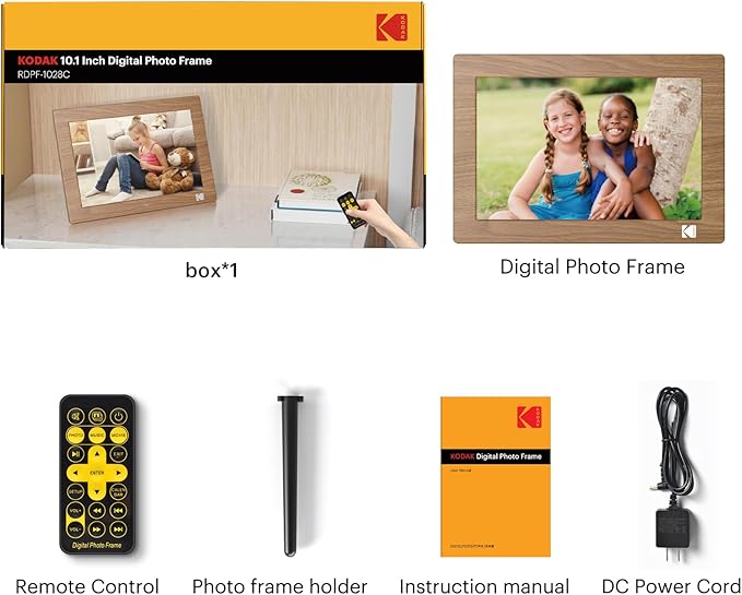 KODAK Digital Picture Frame with Remote Control, 10.1 Inch Digital Picture Frame with 1280x800 IPS HD, Wall Mountable Programmable Auto On/Off, NO WiFi