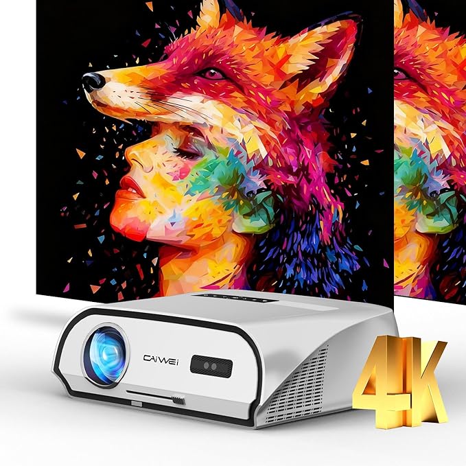 4K Home Cinema Smart Projector with HDR 10, Bluetooth, MEMC, WLAN, HDMI 2.1, NFC, Brighter True Daylight Video Projectors Streaming Apps for Outdoor Movies Gaming Office Classroom Art-tracing