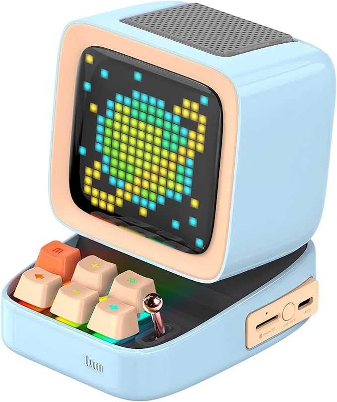 Divoom Ditoo Pro Retro Pixel Bluetooth Speaker, 16×16 App-Controlled Display, Mini Games, Smart Alarm, White Noise, Gift-Ready Desk Speaker for Music, Pixel Art & Room Decor (Blue)