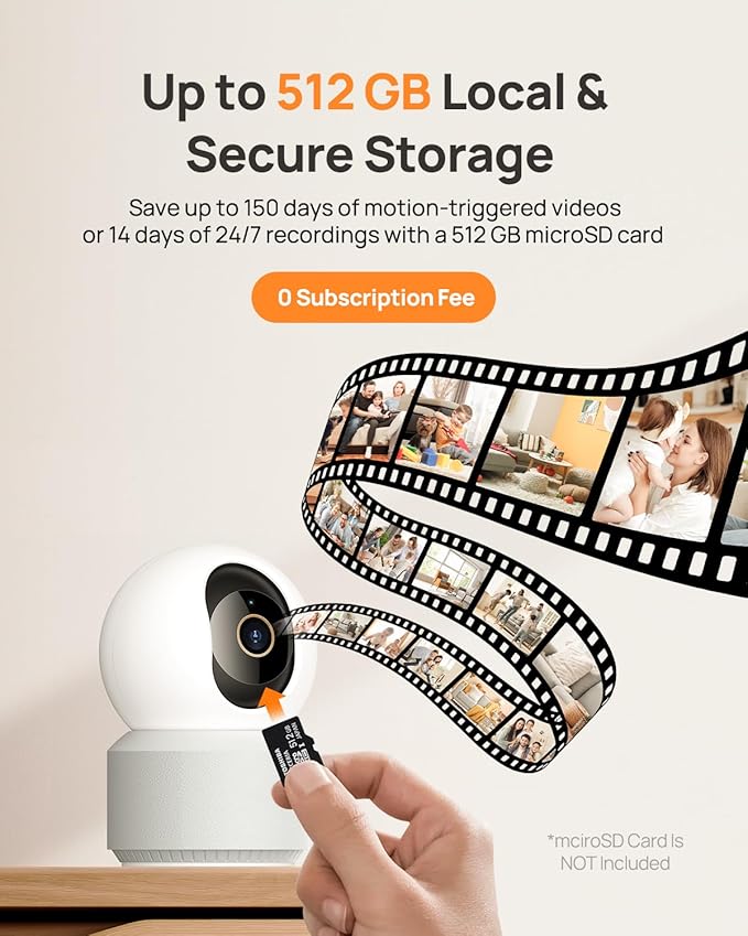 Anona 4K UHD Indoor Camera, Pet/Dog/Baby Security Camera with Phone App, 360°Pan-Tilt, 5G/2.4G Dual-Band Wi-Fi 6, Auto-Tracking, Person/Pet/Baby Crying Detection, Privacy Mode, Two-Way Audio, 2 Pack