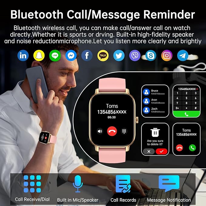 Smart Watch for Men Women Fitness: Make Answer Call Digital Mens Watches Waterproof Running Pedometer Smartwatch for Android Phone iPhone Samsung Compatible Sleep SpO2 Heart Rate Monitor Step Tracker