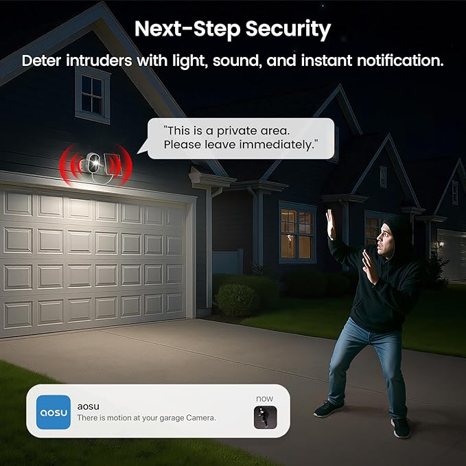 AOSU 2K Solar Camera Outdoor Wireless, Cameras for Home Security, WiFi Camera for Home Surveillance with Spotlight Color Night Vision, PIR/AI Motion Detection, 2-Way Talk, IP66 Waterproof