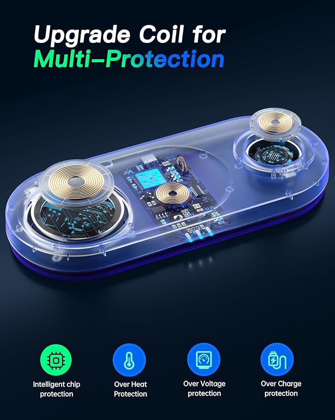 Upgraded 3 in 1 Wireless Charging Station for Apple Devices, Faster Mag-Safe Charger Stand, Magnetic Charger Station for iPhone 17/16/15/14/13/12 Series & AirPods Pro & Apple Watch Series (Black)