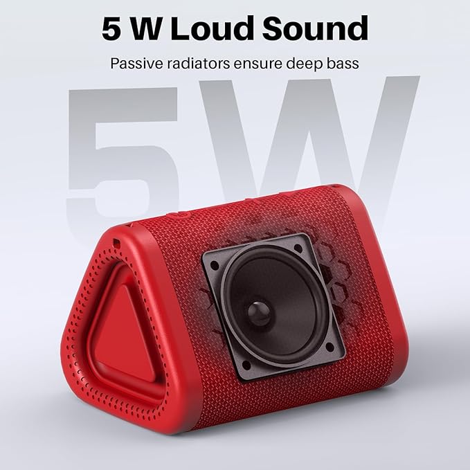 Bobtot Portable Bluetooth Speaker Wireless, IPX7 Small Shower Speaker Waterproof, 15H Playing Time, Loud and Stereo Sound with Bass, TWS Pairing for Party, Camping, Travel, Red