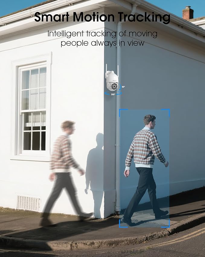 2K Security Cameras Outdoor, 360°Pan-Tilt View 2.4G/5G WiFi Security Camera with Motion Tracking, Spotlight & Siren, 2-Way Audio, Full Color Night Vision, Waterproof (2 Pack)