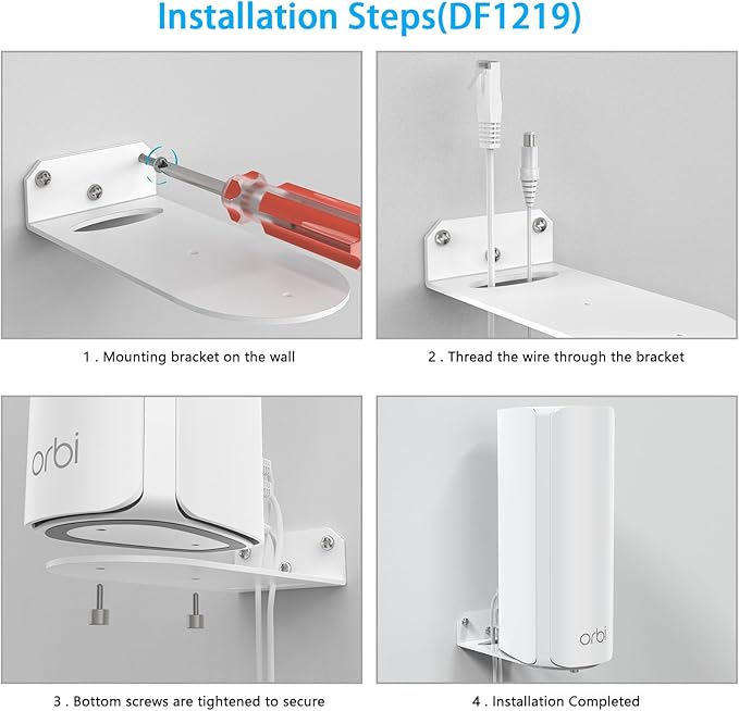 Wall Mount Holder for NETGEAR Orbi 770/870/990 Series Tri-Band WiFi 7 Mesh Network System (RBE773,RBE873,RBE973S),Simple and Sturdy Mental Wall Mount Holder Stand Bracket by HOLACA (2 Pack)