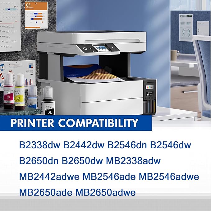 B231000 Black Toner Cartridge Compatible with Chip for Lexmark B2338 B2442 B2546 B2650 MB2338 MB2442 MB2546 MB2650 Laser Printer, 3000 Pages