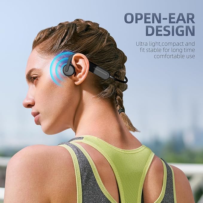 Bone Conduction Headphones, Open Ear Headphones Bluetooth 5.4 with Mic, Wireless Sports Headset 11H Playtime, IPX6 Waterproof for Running, Cycling, Hiking, Work, Travel