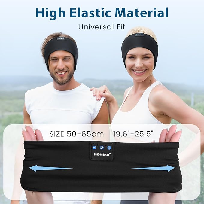 Sleep Headphones Wireless Bluetooth 5.4 Headband, Sports Earphones Sleep Earbuds with HD Stereo Speaker Microphone for Workout Jogging Yoga Insomnia Air Travel Meditation Unique Gifts Black