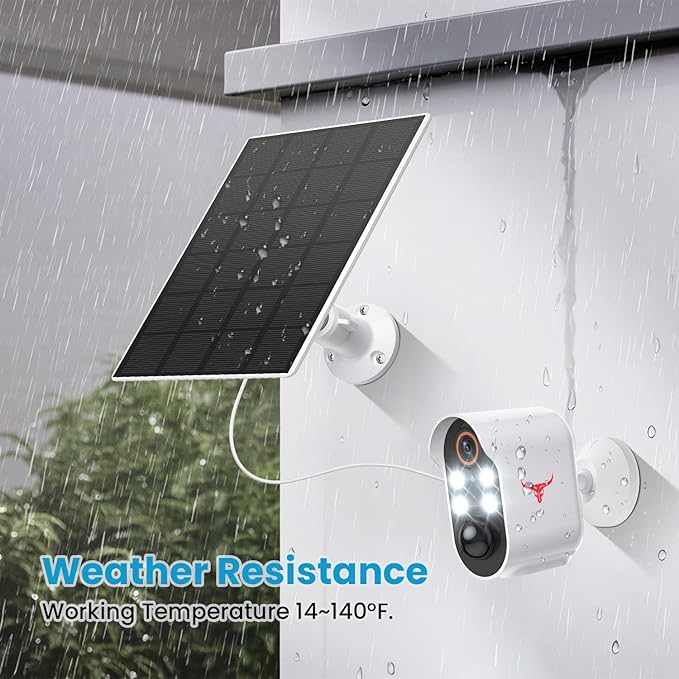 1080P Security Camera Wireless, Color Night Vision, Human Detection, Cloud Storage, 2-Way Audio, 2.4G WiFi, Live View, Indoor Outdoor Surveillance (4 Spotlights+Solar Panel)