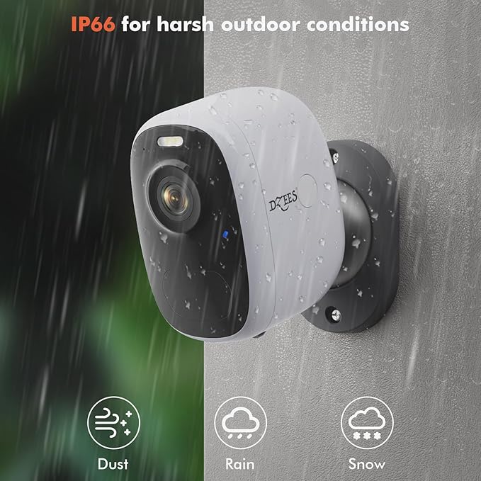 Dzees Wireless Security Camera Outdoor with Magnetic Mount, 4MP Battery Powered Security Cameras Wireless Outdoor for Home Security, AI Motion Detection/2-Way Talk/Color Night Vision/Ip66/Cloud-2-Pack
