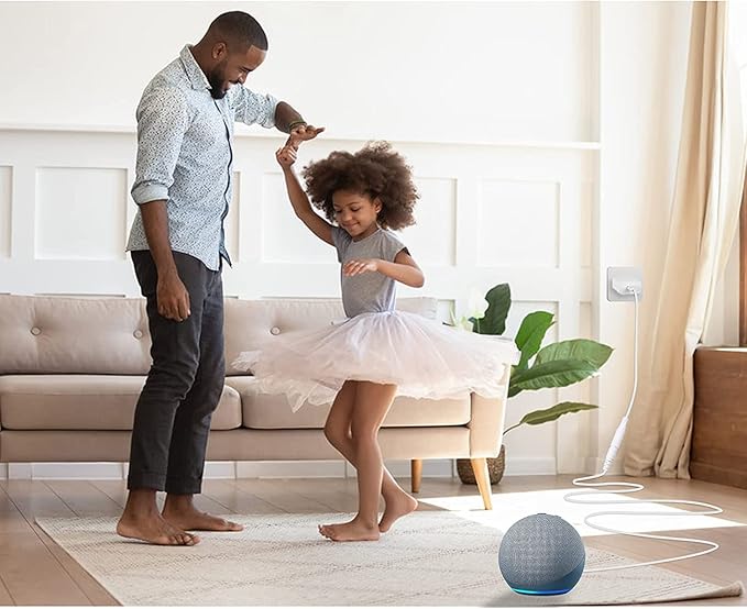 Power Extension Cord for Alexa Echo Dot 3rd Gen/Dot 4th Generation/Show 5, 10ft Long Flat Charger Cable