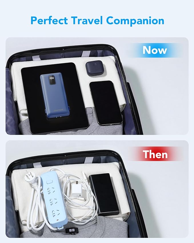 charmast Portable Charger with Built-in Cables and Plug, 10000mAh USB C Power Bank Fast Charging, External Battery Pack Slim, Travel Essentials Compatible with iPhones, Samsung Galaxy, iPad