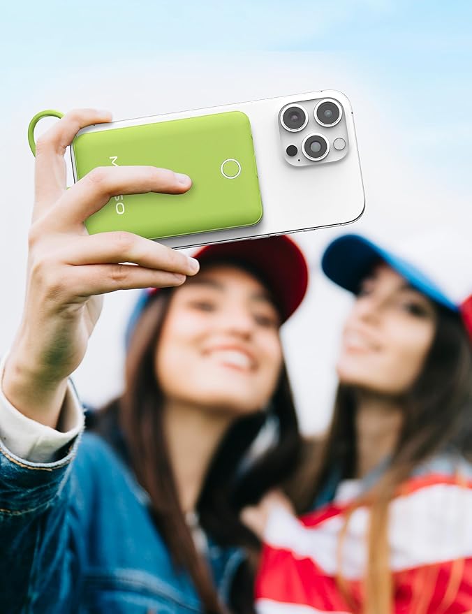 10000mAh Compatible with iPhone 15/16/17 (Only) Slim Portable Charger with Built in Cable, Power Bank Travel Charger External Battery Pack for Phone, 3 Output USB Type C Cord Clutch Charger, Green