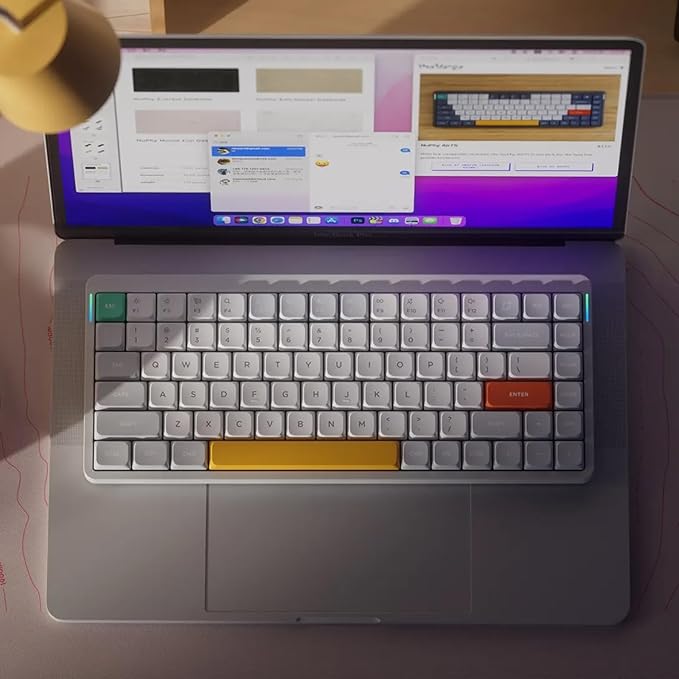 nuphy Air75 V2 Portable 75% Mechanical Keyboard,Wireless Keyboard,Supports Bluetooth/2.4G/USB-C RGB Gaming Keyboards,Compatible with Windows/Mac OS/Linux Systems White-Gateron Cowberry Switch