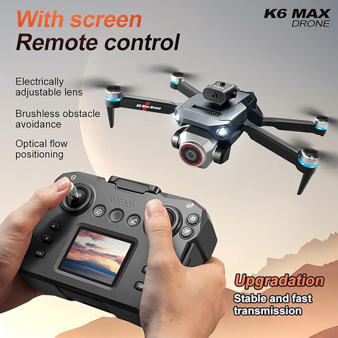 Drone with Screen on Controller, Camera Drones for Adults Beginners, Foldable RC Quadcopter with Screen Remote Controller, Brushless Motor, Auto Return, Headless Mode