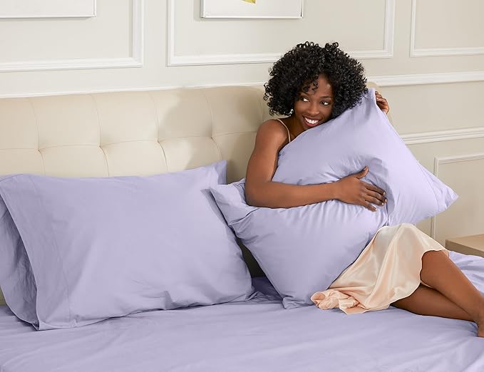 sunflower King Pillowcases Set of 2, 100% Cotton King Size Pillow Cases 2, 20×40 inches Lavender Aura, Soft and Breathable