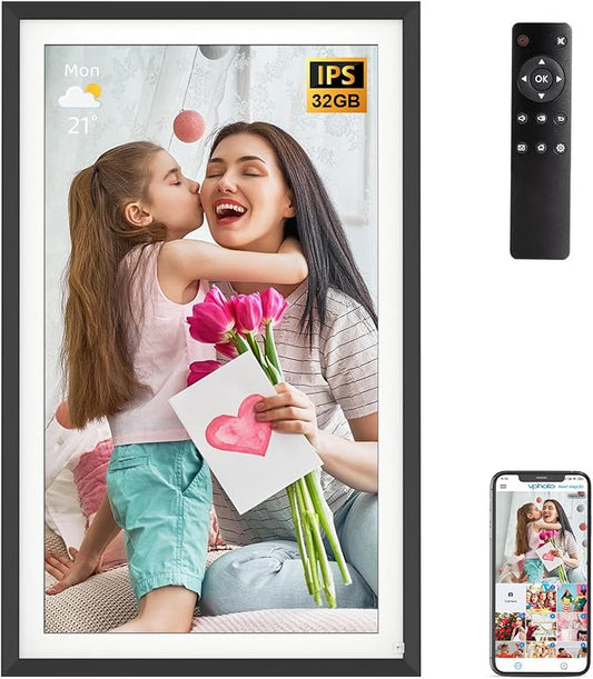 Large Digital Picture Frame 15.6-Inch-WiFi-Photo-Frame - 1920*1080 FHD Touch Screen Digital Frame, 32GB, Tabletop&Wall Mounted, Auto Rotate, Load Photo Video from Phone via APP or Email, Gifts for Mom