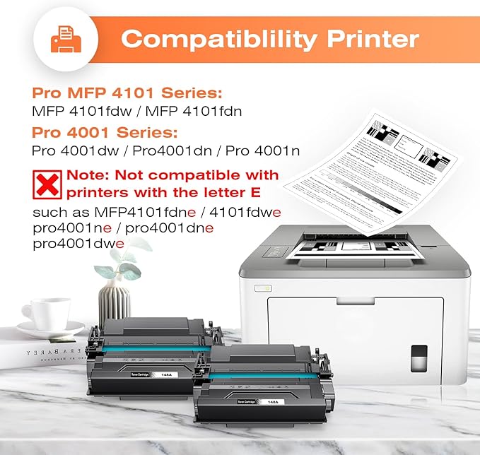 148A Toner Cartridge (with Chip) Replacement for HP 148A /148X W1480a Black Laserjet Toner Cartridge Compatible for HP Pro 4001dw 4001dn 4001n Laserjet Pro MFP 4101fdw 4101fdn Printer