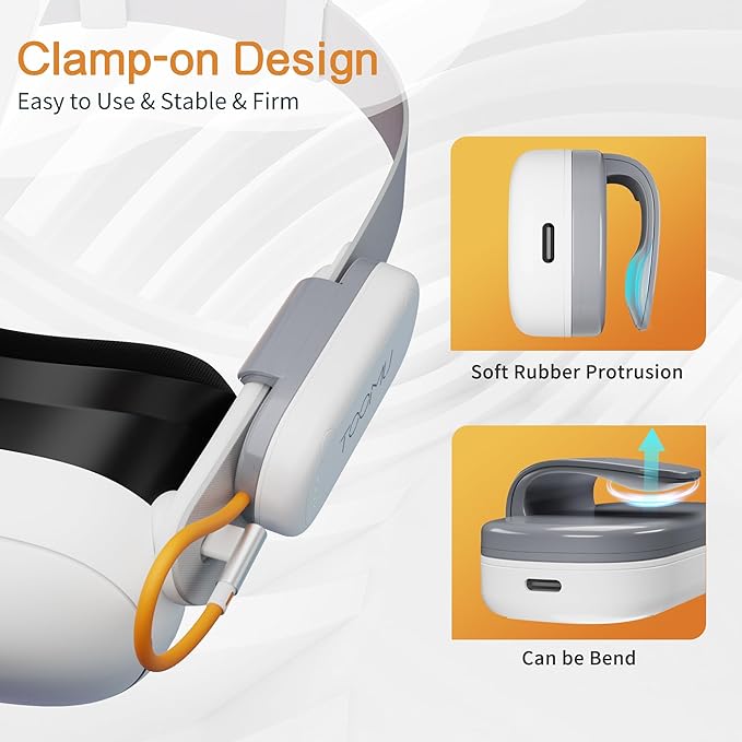 Dual Battery Pack Set for Meta Quest 2 / Quest 3 / Quest 3S, 8000mAh Battery Pack Compatible with Quest 2/3/3S, VR Extended Power Accessories Magnetic Connections and Lightweight Design