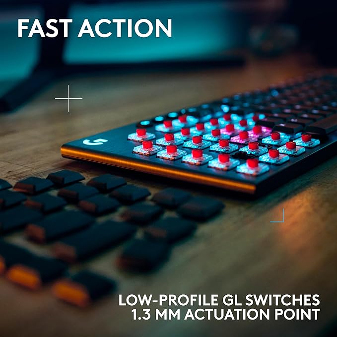 Logitech G915 X Lightspeed Wireless Mechanical Gaming Keyboard, Double-Shot PBT Keycaps, Fully Programmable Keys, RGB Backlit Mac/PC Gaming Keyboards, Aluminum Finish, GL Tactile Switches, Black