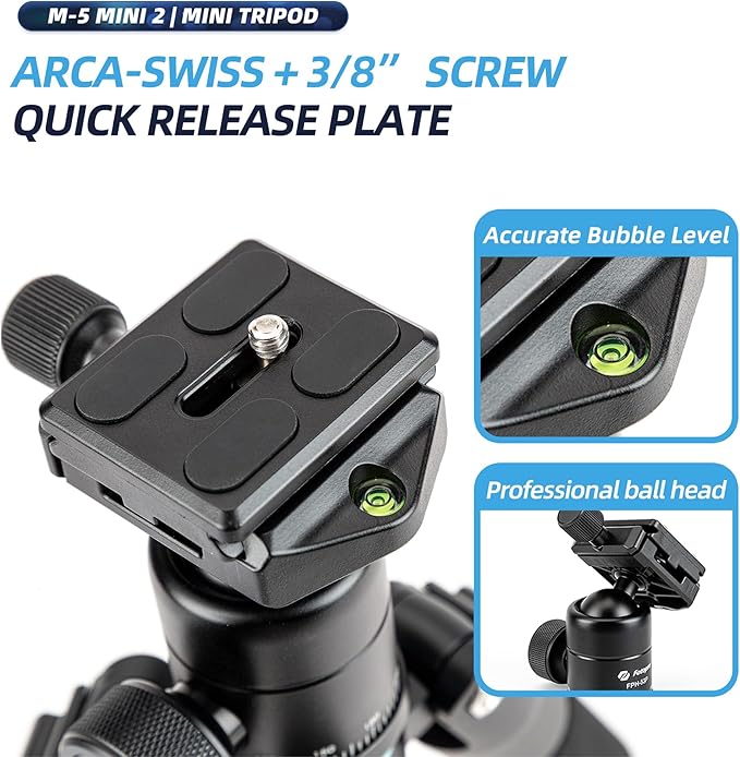 Fotopro Mini Tripod Portable Desktop Aluminum Small Camera Tripod with 360 Ball Head 20 Inch Compact Tabletop Tripod for DSLR Camera Video Camcorder Travel with Carrying Bag Load up to 11lbs/5kg