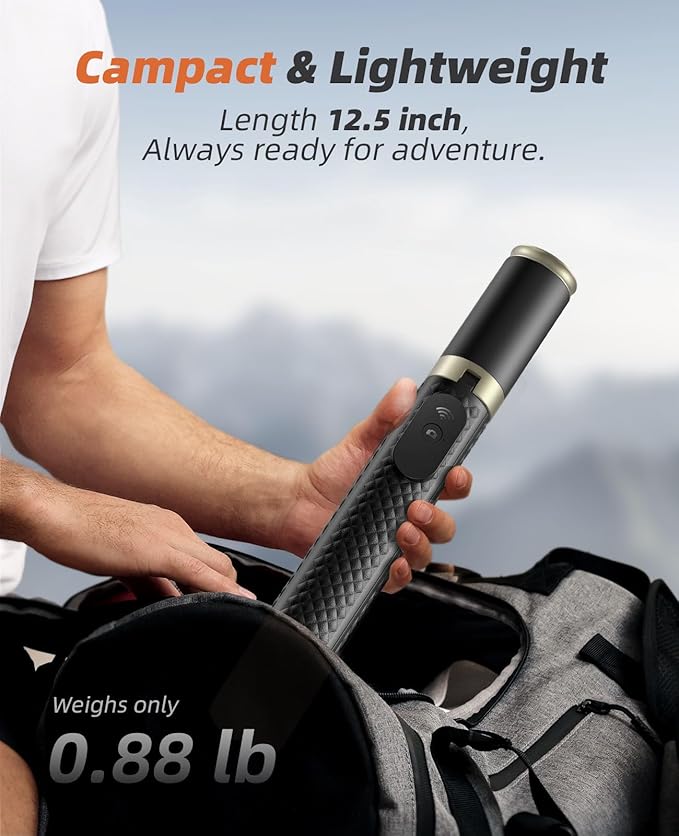 Phone Tripod & Selfie Stick with Remote, Portable, Lightweight for Video Recording Vlog, Extendable Travel Tripod Stand Compatible with iPhone Android, Black, 62"