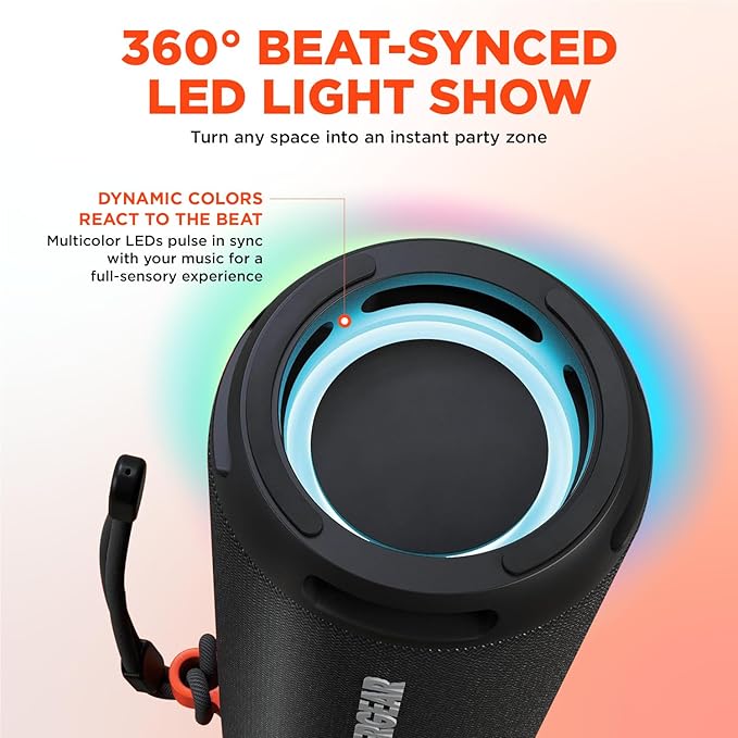 HyperGear SoundTower Bluetooth Speaker - 10W Portable Speakers Bluetooth Wireless Pairing for Shower Speaker, Beach Audio Blue Tooth Speakers Outdoor - Loud Boosted Bass HD Sound BT5.4, Built-in Mic