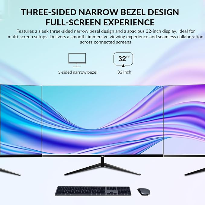 32 Inch 4K UHD Monitor (3840x2160), IPS,60Hz Refresh Rate, 100% sRGB, AMD FreeSync, 178° Viewing Angle, HDMI/DisplayPort, VESA 100x100mm Mount Compatible, Tilt Adjustable - Black