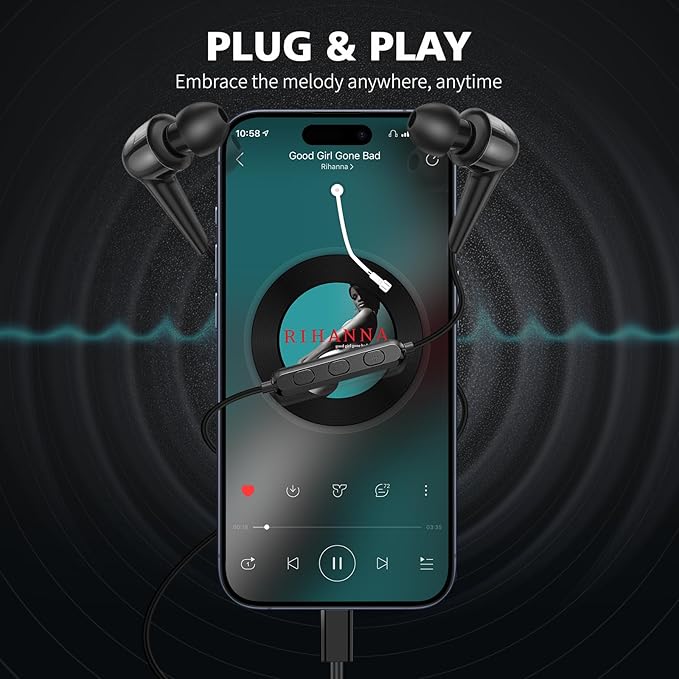 USB C Earbuds Headphones with Mic for iPhone 17 16e 16 Pro Max 15 Plus, Type C Wired in-Ear Volume Control Noise Isolation Sport Headset for Samsung Galaxy S25 S24 iPad Air Pro Oneplus 13 Pixel 8 7 6