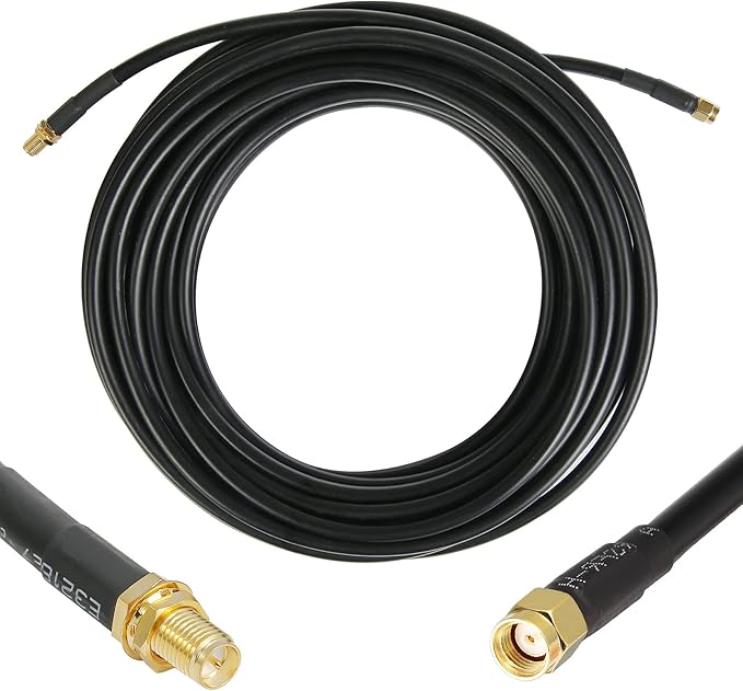 WIZACE 36 ft RP-SMA Male to RP-SMA Female S-MR240 Extension Cable (50 Ohm), Pure Copper Low-Loss Coax Jumper for WiFi Router Wireless Network Card Security IP Camera Hotspot Miner to Antenna