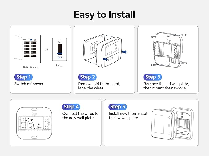 Vine Thermostat for Home with Touchscreen Color Display, WiFi Smart Thermostat Compatible with Alexa and Google Assistant, 7day/8period Programmable, Energy Saving, C-Wire Required, Screen Size 2.8"