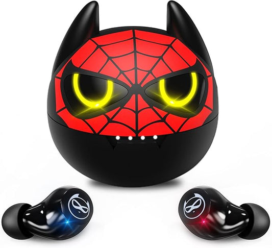 Wireless Earbuds, Touch Control Headset Stereo Sound in-Ear Wireless Earpiece, Bluetooth Earphones with Red Cartoon Charging Case